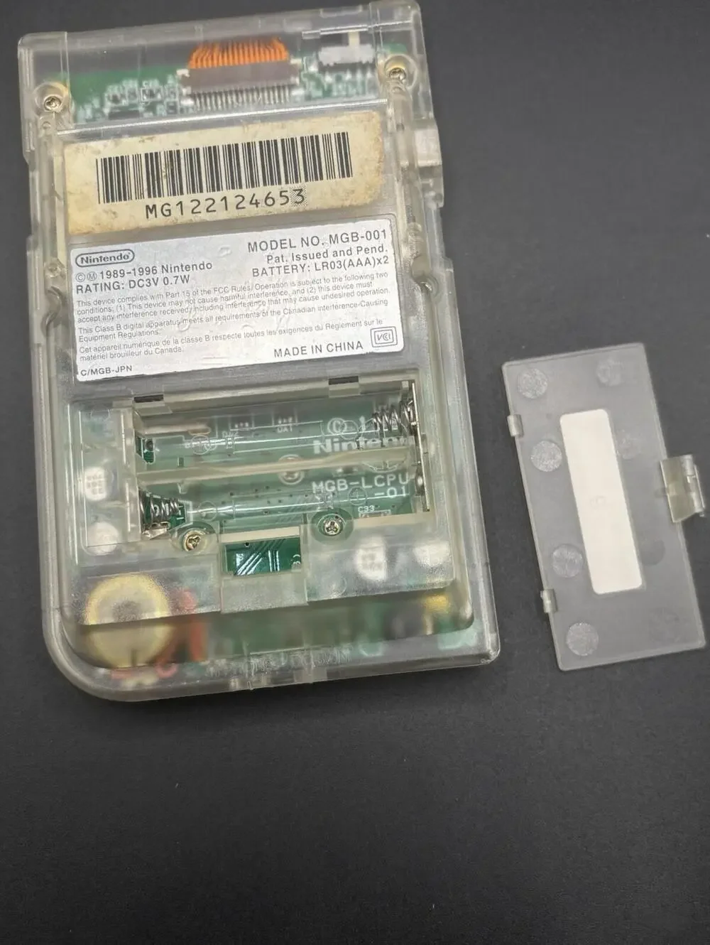 Nintendo Gameboy Clear 1996 MGB-001 Tested Good vintage rare